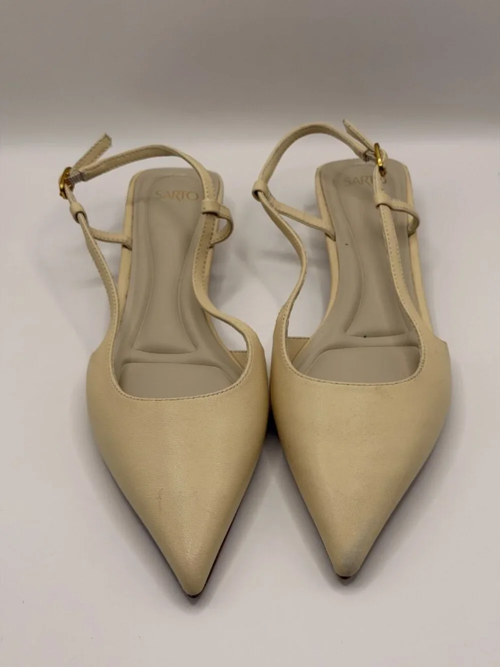 SARTO BY FRANCO SARTO Pheby Slingback Pointed Toe Flat In Ivory White Sz 7.5 M